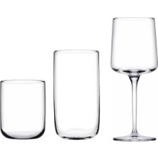 UltraMint Şık 18 Parça Cam Bardak Seti, Su ve Meşrubat Için, Ayaklı Tasarım