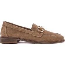 Derimod Kadın Taba Toka Detaylı Süet Deri Maskülen Loafer 26PFD150710