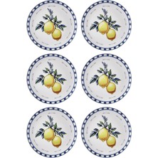 UltraMint Limon Desenli 6'lı Servis Tabağı Seti 26 Cm, Şık ve Zarif Sunumlar