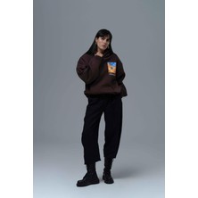 Saw Urbanity Starry Flow Oversize Sweatshirt Kadın Kahverengi