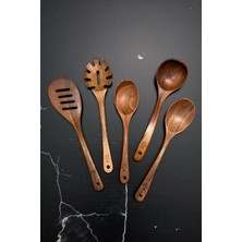 UltraMint El Yapımı Koyu Ceviz 5 Parça Ahşap Mutfak Seti