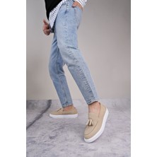 Zapatos SLW153 Bloom Bağcıksız Püsküllü Süet Erkek Günlük Spor Klasik Ayakkabı Sbt - Krem