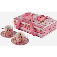 UltraMint Pembe Porselen Kahve Fincan Seti, 120 Ml, Şık ve Zarif Tasarım