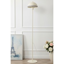 Marrien Luna Tile Tek Ayaklı Krem Modern Metal Lambader  Oturma Odası & Yatak Odası & Salon Lambası