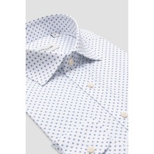 Bb Club Oscar Poplin Pamuklu Slim Fit Beyaz Klasik Yaka Erkek Desenli Gömlek