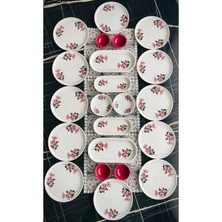 UltraMint Kar Çiçeği 12 Kişilik 22 Parça Kahvaltı Takımı, Şık ve Kullanışlı Set