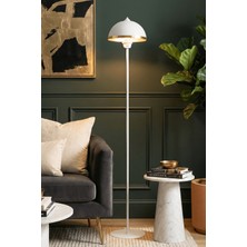Marrien Luna Golden Tek Ayaklı Beyaz Metal Modern Lambader  Oturma Odası & Yatak Odası & Salon Lambası