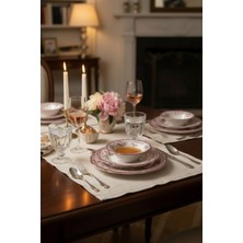 UltraMint Vintage Porselen 24 Parça Yemek Takımı, Şık ve Zarif Tasarım