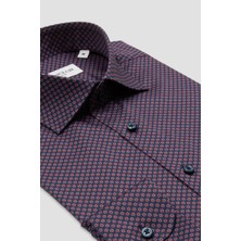 Bb Club Oscar Poplin Pamuklu Slim Fit Lacivert Klasik Yaka Erkek Baskılı Gömlek