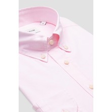 Bb Club Mike Oxford Pamuklu Regular Fit Pembe Düğmeli Yaka Erkek Düz Gömlek