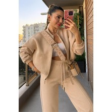 Neşeli Butik Kadın Üç Iplik Şardonlu Oversize Sweatshirt Eşofman Takımı MLN003