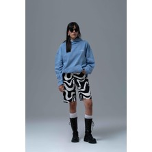 Saw Urbanity Washed Peace Oversize Sweatshirt Kadın Mavi