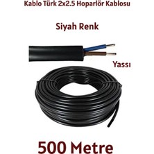 Kablo Türk 2x2.5 Tam Bakır Yassı Hoparlör Kablosu Siyah Renk 500 Metre
