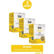 Ocean Vitamin D3 400 Iu Oral Sprey 20 ml 3 Adet