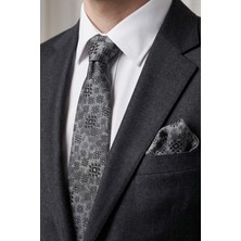 Milleniva Motif Desen Batik Gri Kravat & Mendil