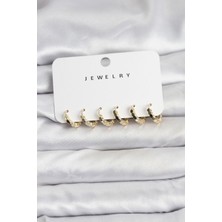 Aksiyon Global Gold Renk Pirinç Minimal Petek Detaylı Kadın Küpe Seti - Lisinya