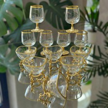 UltraMint 12 Parça Gold Kahve Yanı Seti: Su Bardağı ve Lokumluk Takımı