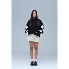 Saw Urbanity Heritage Geometry Oversize Sweatshirt Kadın Siyah