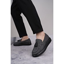 Zapatos SLW154 Blaze Bağcıksız Püsküllü Keten Erkek Günlük Spor Klasik Ayakkabı Kst - Gri