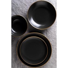 UltraMint 24 Parça Siyah Bakır Yemek Takımı, Şık ve Modern Tasarım