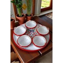 UltraMint 6 Parça Desenli Emaye Kahvaltı Seti, Sunum ve Reçellik, Zeytin Tabağı