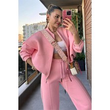 Neşeli Butik Kadın Üç Iplik Şardonlu Oversize Sweatshirt Eşofman Takımı MLN003