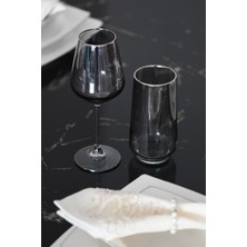 UltraMint Füme Siyah Gümüş Yaldızlı 12'li Meşrubat Bardak Takımı, Şık ve Zarif Tasarım