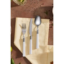 UltraMint Şık 18 Parça 6 Kişilik Beyaz Yemek Takımı Seti