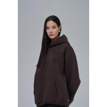 Saw Urbanity Van Gogh Threads Oversize Sweatshirt Kadın Kahverengi