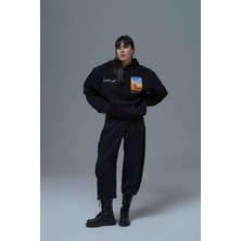 Saw Urbanity Starry Flow Oversize Sweatshirt Kadın Siyah