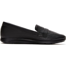 Derimod Kadın Siyah Deri Konfor Loafer 26PFD1501FT