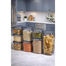 AY&ÇA Home 8'li Light Kare Saklama Kabı Seti 1,77 Lt 1,17 Lt 0,87 Lt 0,57 Lt Kapasiteli Saklama Kapları