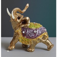 Elifeshop Yaldız Işlemeli Feng Shui Bereket Sembolü Fil Heykeli Dekoratif Biblo Ev & Ofis Hediyesi 20 Cm.