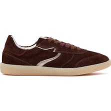 Derimod Kadın Kahverengi Bağcıklı Süet Deri Sneaker 26PFD371210