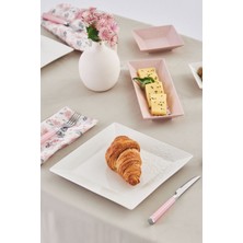 UltraMint Şık Pembe 32 Parça 6 Kişilik Porselen Kahvaltı Takımı Seti