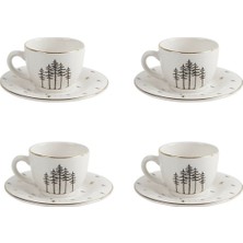 UltraMint Şık 8 Parça Kahve Fincan Seti, 4 Kişilik, Zarif ve Dayanıklı Tasarım