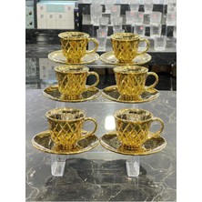 UltraMint Şık 6'lı Gold Kahve ve Çay Fincan Seti, Modern ve Dayanıklı Tasarım