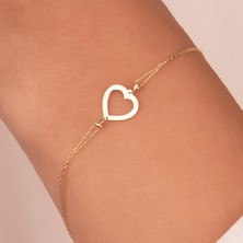 Hakan Mücevherat Kalp 14 Ayar Altın Minimal Bileklik