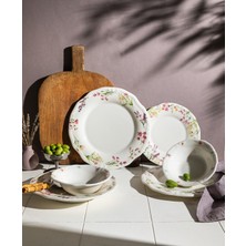 UltraMint Lavender Bloom 24 Parça 6 Kişilik Porselen Yemek Takımı Seti