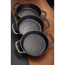 Mihres 3'lü Döküm Granit Sahan Seti Tava 18-20-22