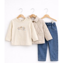 Bambino Kapitone Ceketli Jean Pantolonlu Sweatshirt 3’lü Erkek Takımı