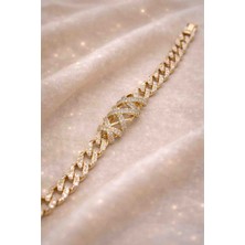 Xuping Gold Renk Taşlı Zincir Bileklik | Özel Tasarım Şık Kadın Bileklik