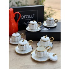 UltraMint 6 Kişilik Beyaz Porselen Kahve Takımı, Şık ve Zarif Tasarım