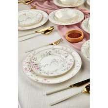 UltraMint Bahar Esintisi 24 Parça Seramik Yemek Takımı, Şık ve Zarif Tasarım