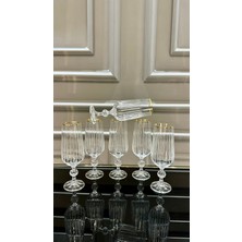 UltraMint Şık Kristal Çubuk 180 ml Ayaklı Gold Kahve Yanı Su Bardağı