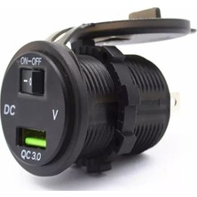 MELLİFERA Karavan Otomobil Kamyontekne Yat Için Bir USB Type-A Voltmetreli On-Off Anahtarlı Şarj Cihazı