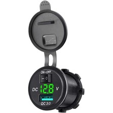 MELLİFERA Karavan Otomobil Kamyon tekne Yat İçin Bir USB Type-A Voltmetreli On-Off Anahtarlı Şarj Cihazı