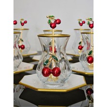 UltraMint Atlas Krem 18 Parça Kirazlı Çay Seti, Zarif ve Şık Tasarım