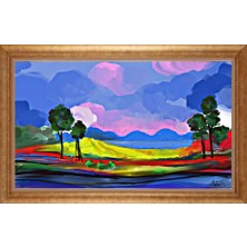 Giyense Altın Çerçeveli Paspartulu Manzara Tablo DF1410