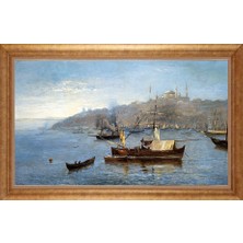 Giyense Altın Çerçeveli Paspartulu Manzara Tablo DF1675